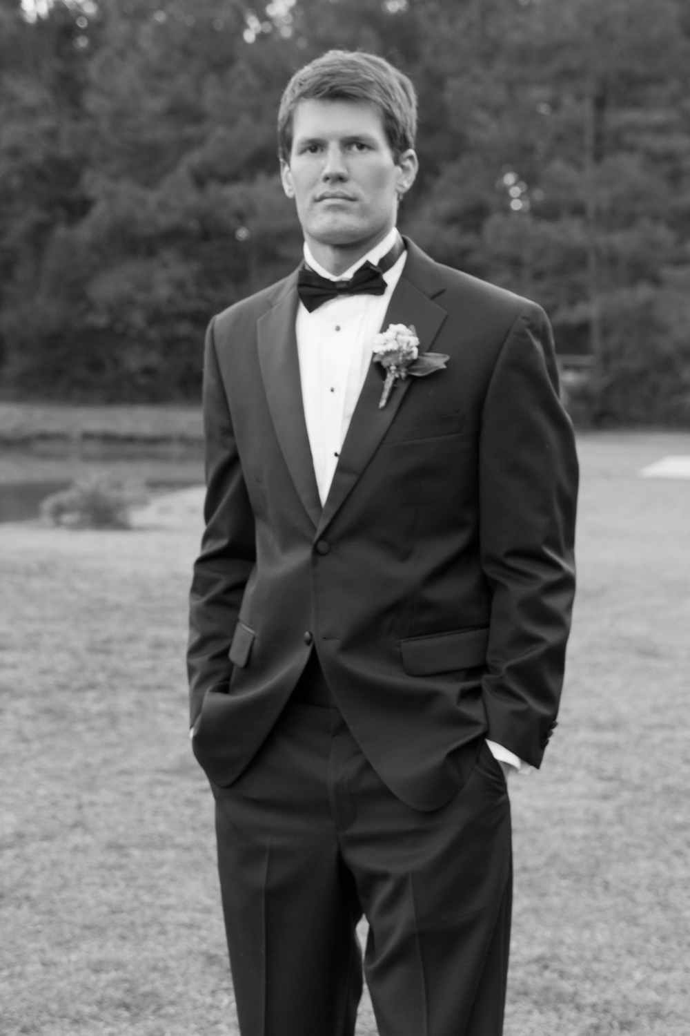 Black and White photo of the Groom