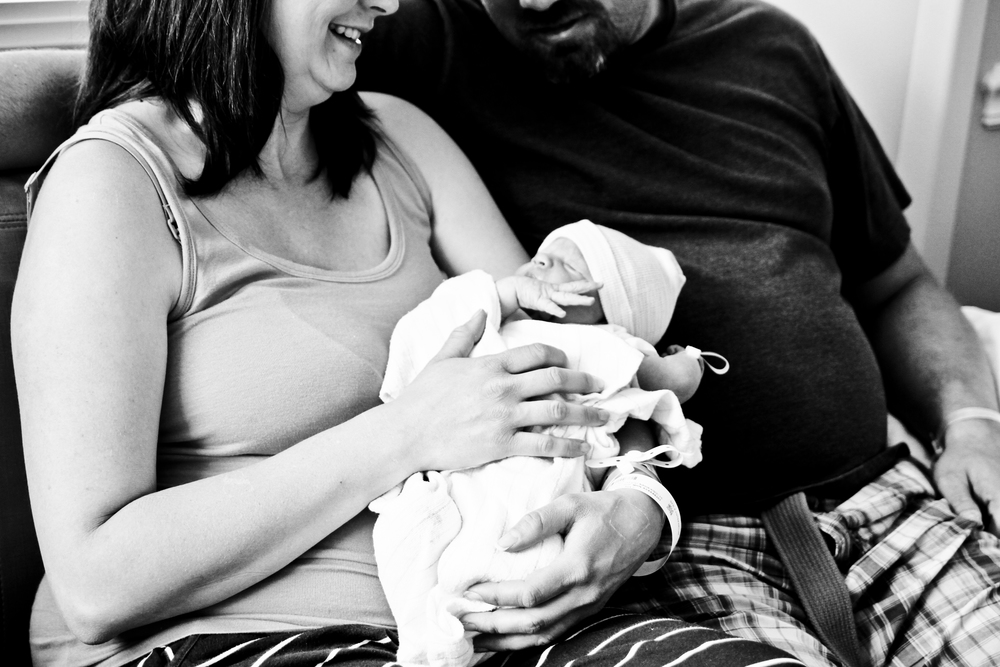 Black and White photo of newborn