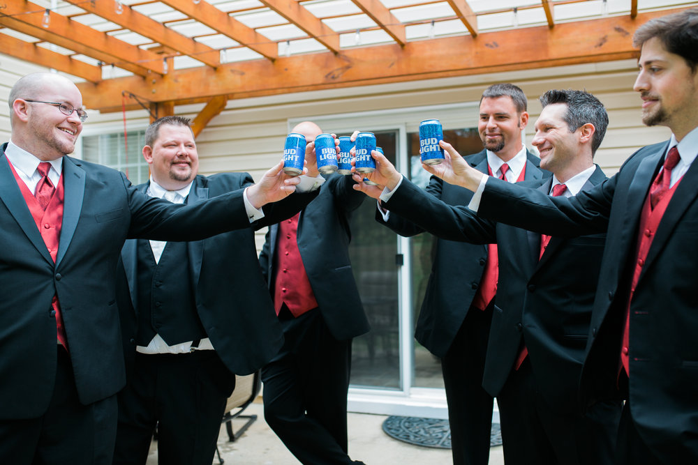 Pre-Wedding Toast with Bud Light by the Groomsmen