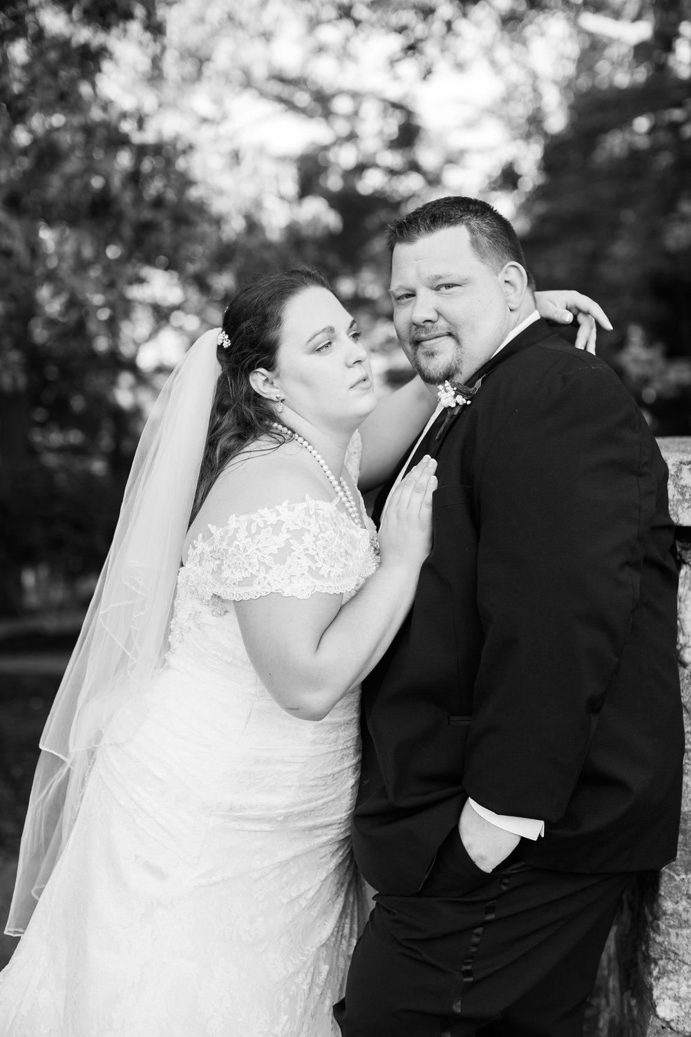 Black and White Photo of Bride and Groom