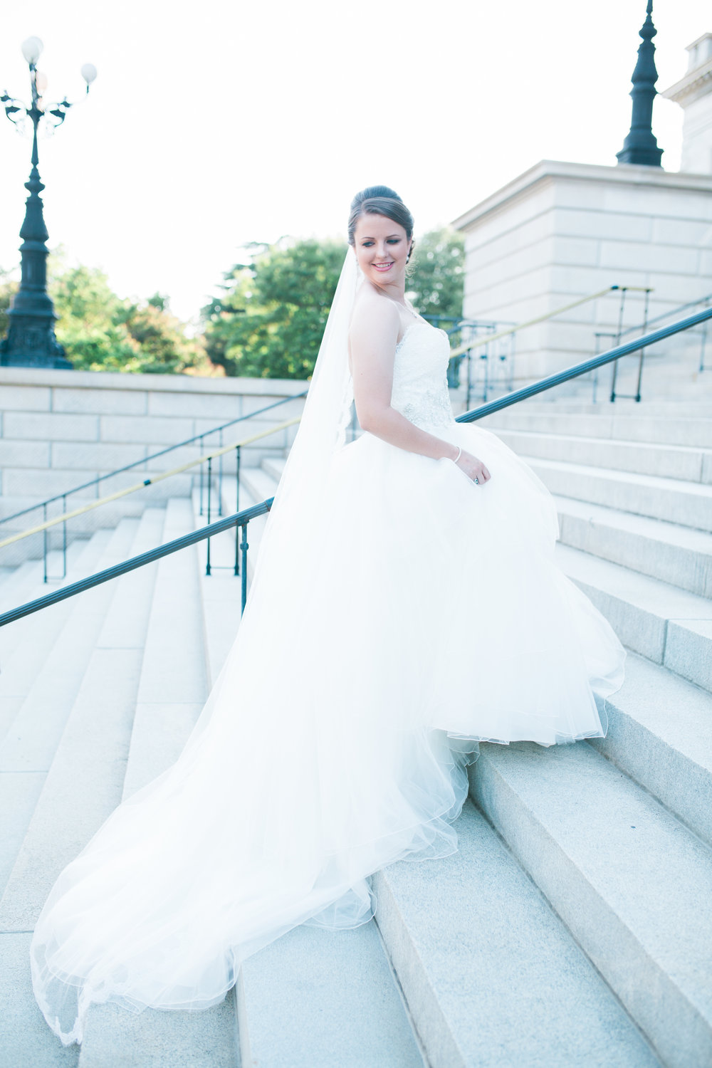 Bride going up steps at Capitol