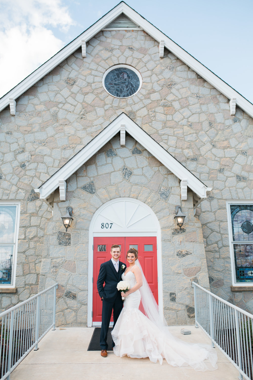 Bride and Groom outside chapel