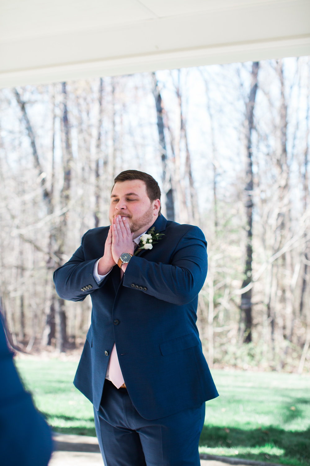 Groom Overwhelmed at seeing the beauty of the Bride