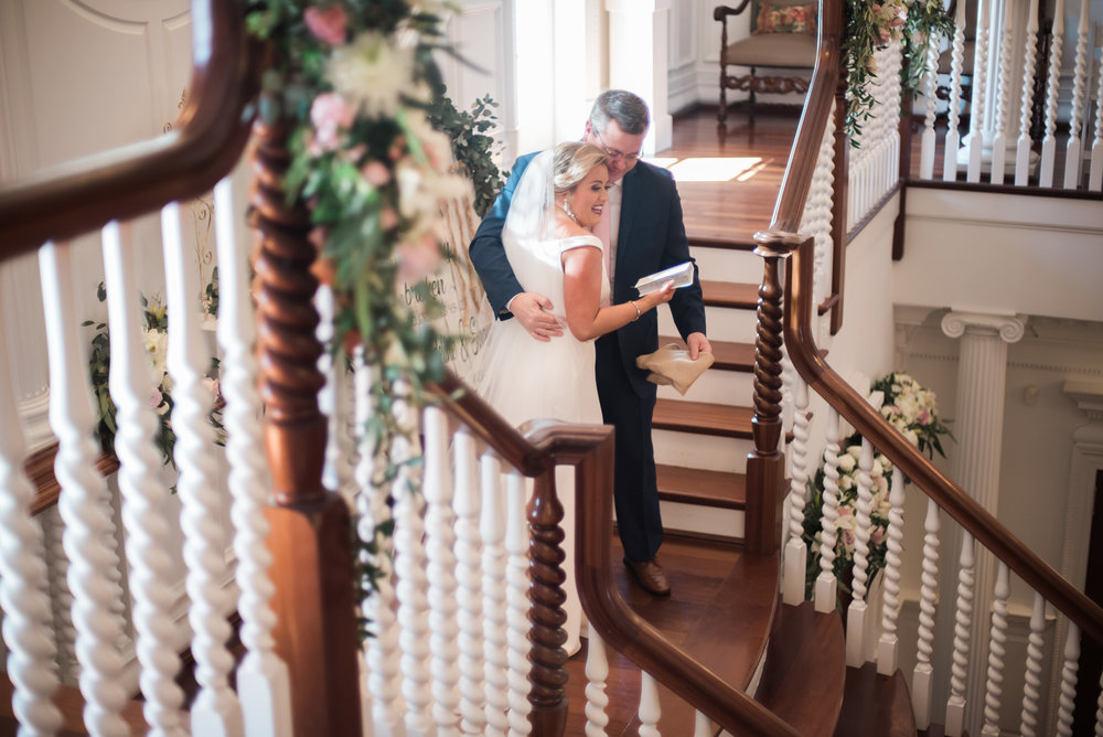 Staircase Photo of Bride and Dad