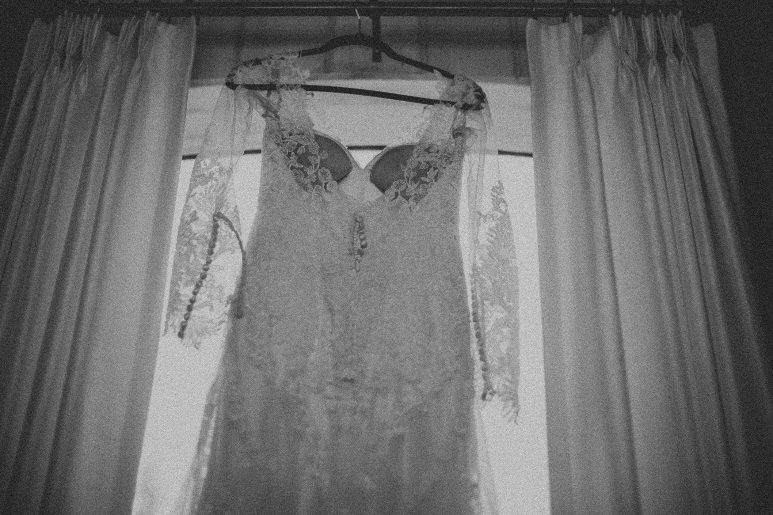 Wedding Dress Hanging Up