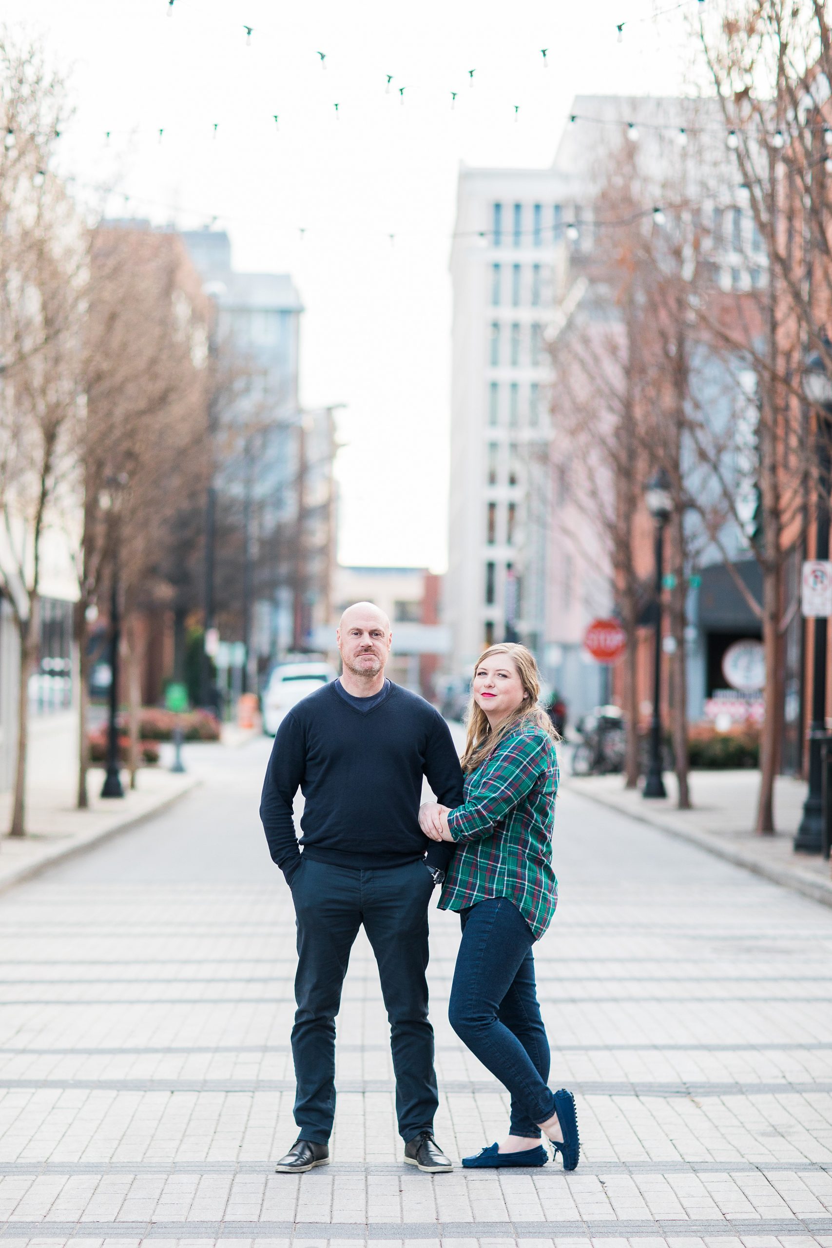 Engagement couple in downtown Greenville
