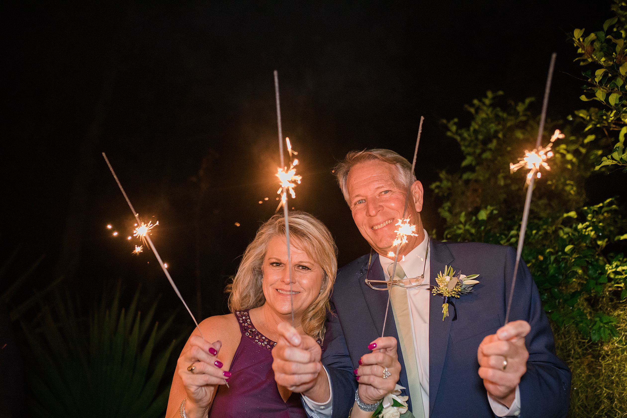 Mom and Dad with Sparklers