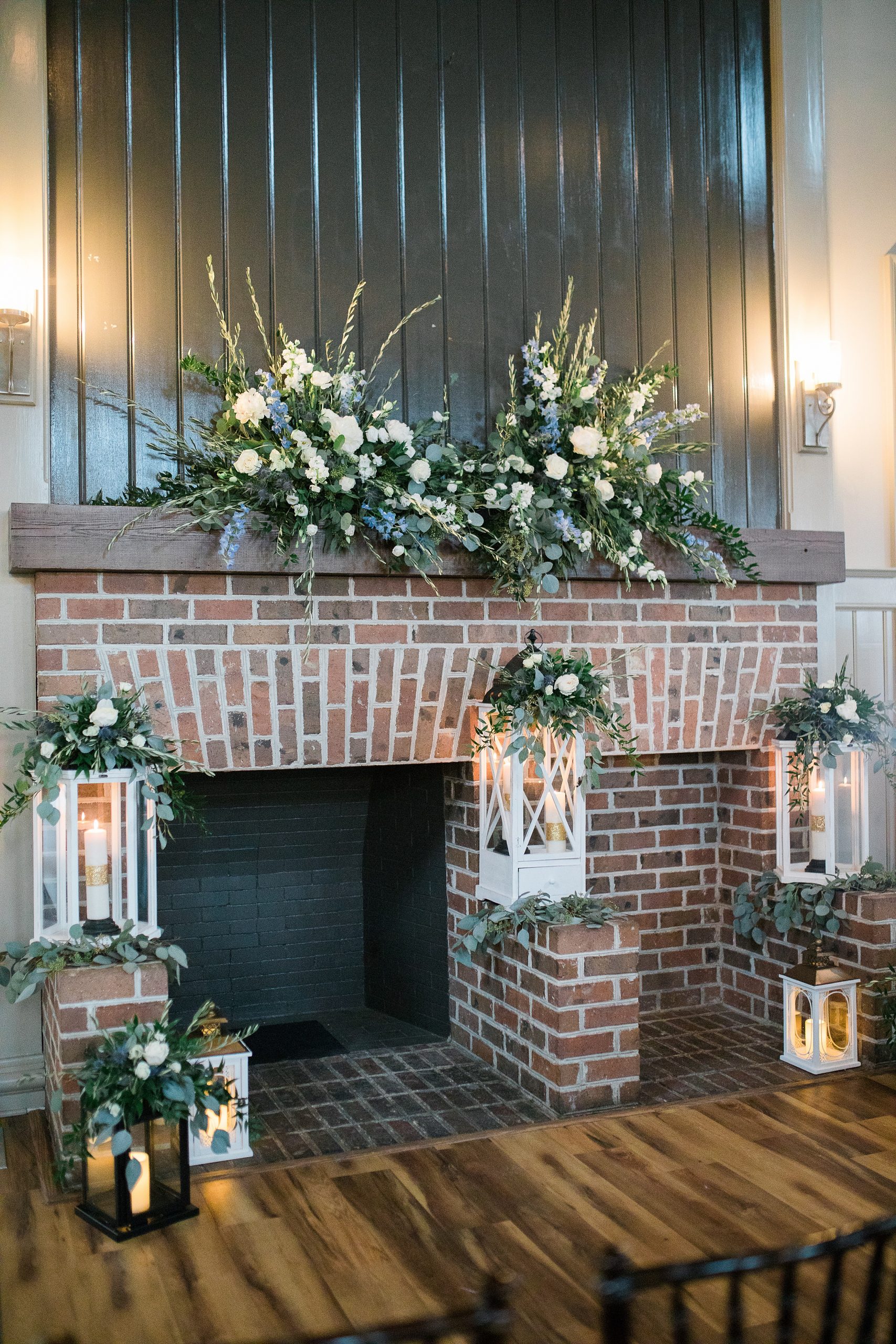 Fireplace decorated for wedding