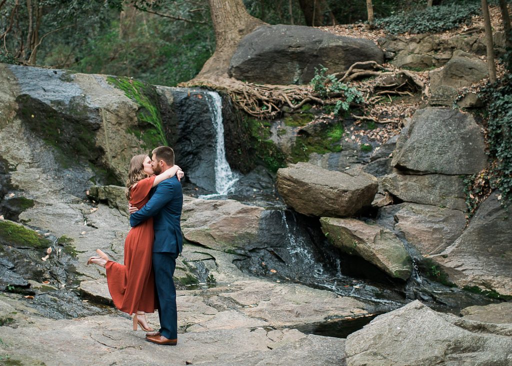 Kissing on the Rocks at Falls Park Greenville