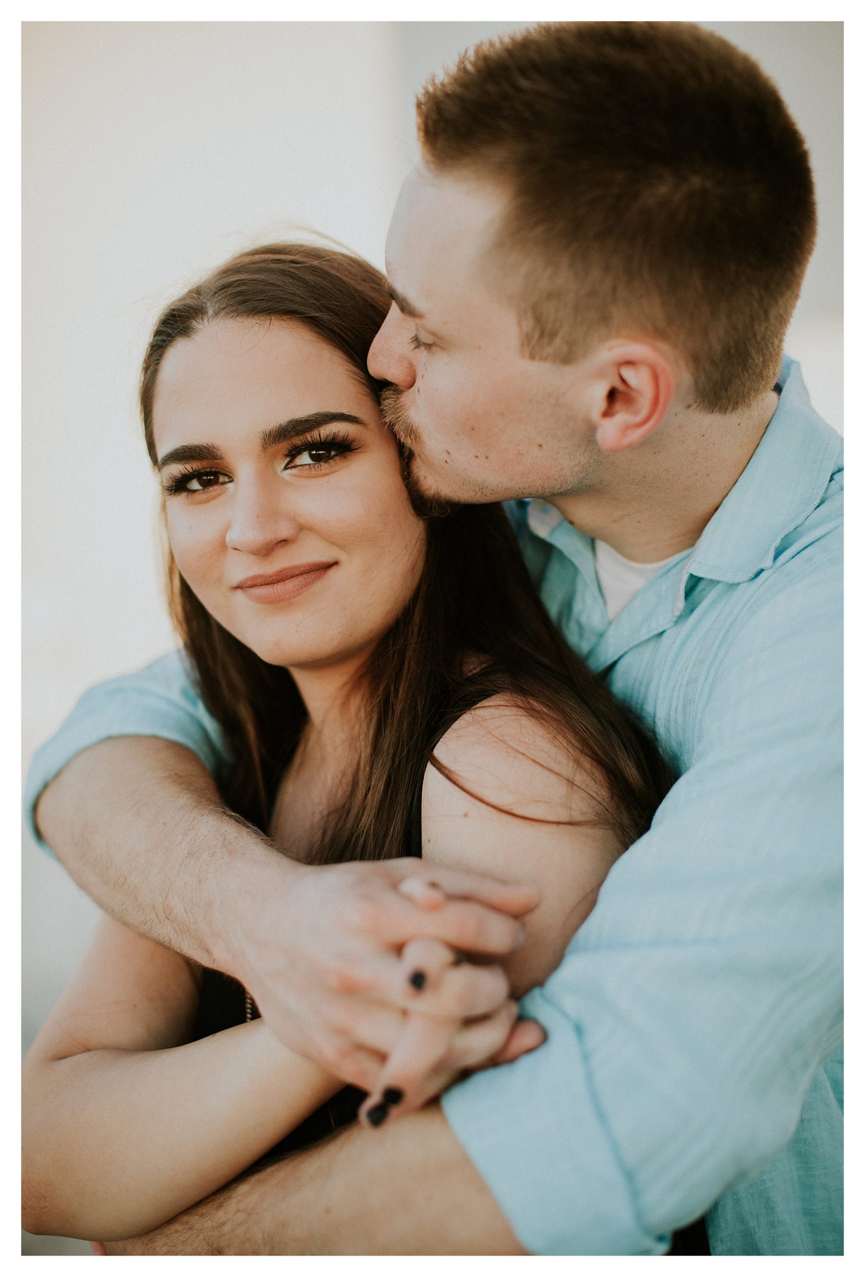 Engagement Portrait with a kiss
