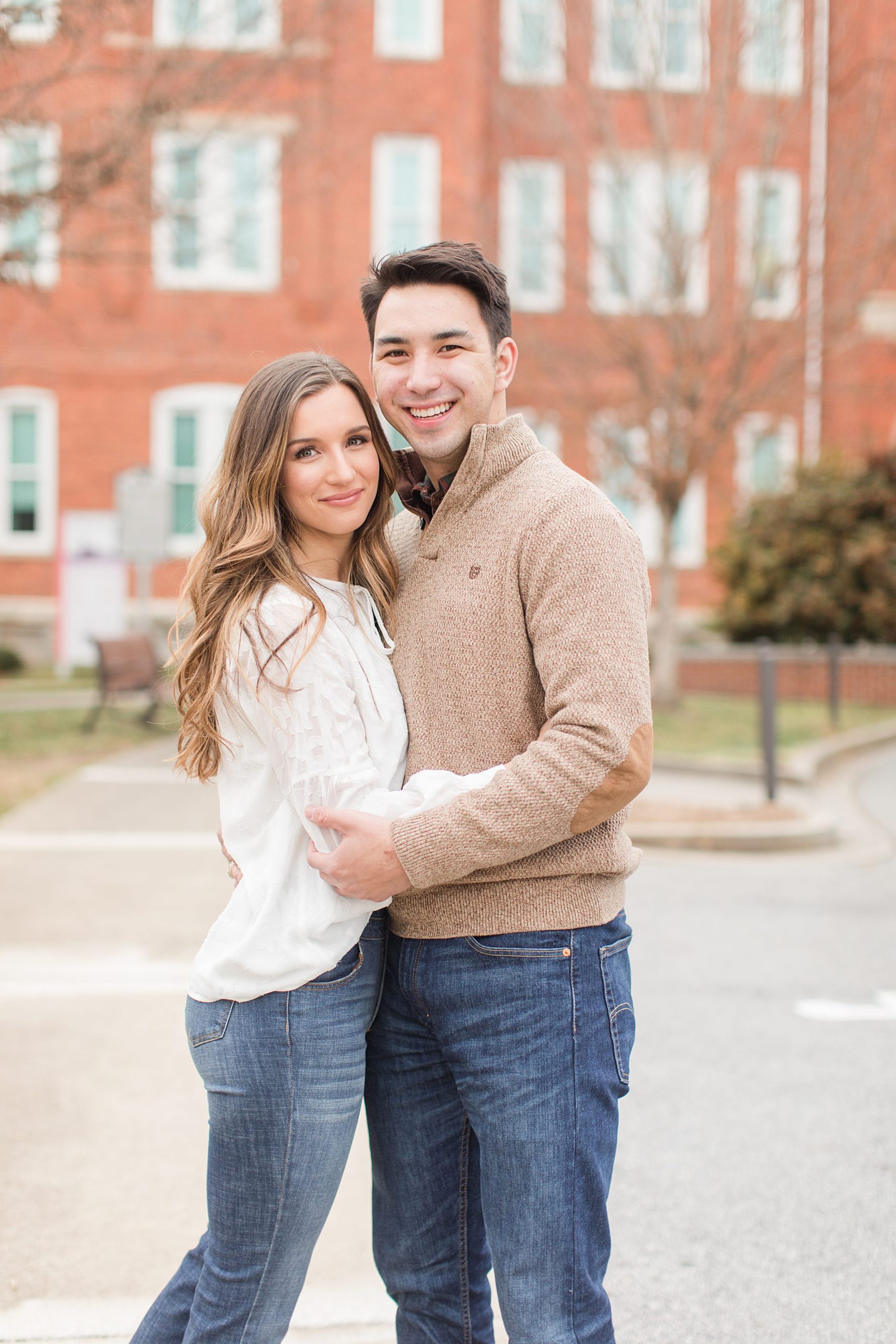 The Couple happy in front of Clemson Campus